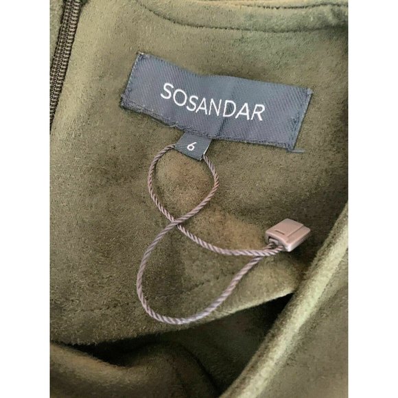 Sosandar Suedette Dress Size 10 Khaki Green - Picture 7 of 7